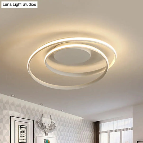 Led Twist Flush Mount Ceiling Light In Simplicity Black/White Aluminum Housing - Warm/White/3 Color