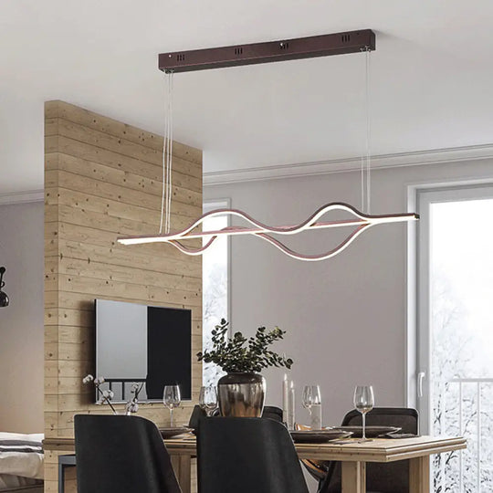 Led Twisting Acrylic Chandelier: Modern Black Pendant Light For Dining Room With Adjustable