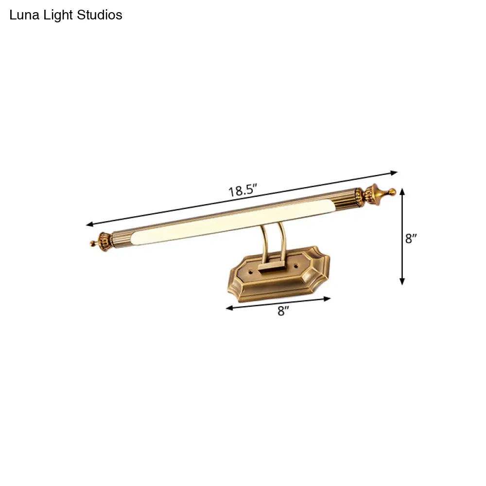 Led Vanity Light Fixture - Modernist Style With Brass Tubed Sconce Wall Warm/White Lighting 18.5/26