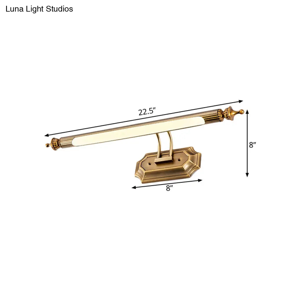 Led Vanity Light Fixture - Modernist Style With Brass Tubed Sconce Wall Warm/White Lighting 18.5/26