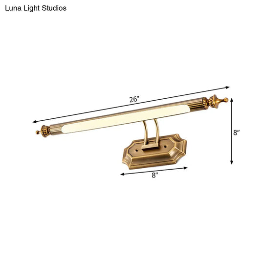 Led Vanity Light Fixture - Modernist Style With Brass Tubed Sconce Wall Warm/White Lighting 18.5/26