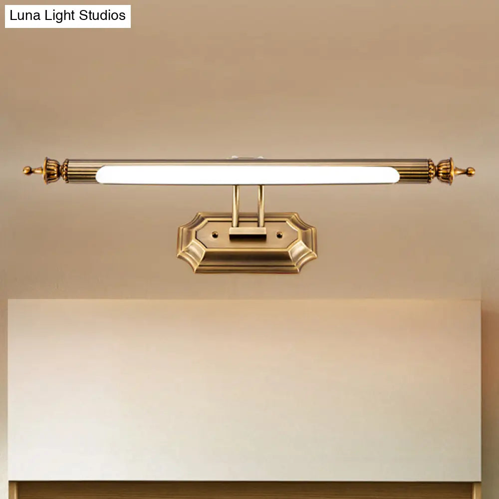 Led Vanity Light Fixture - Modernist Style With Brass Tubed Sconce Wall Warm/White Lighting 18.5/26