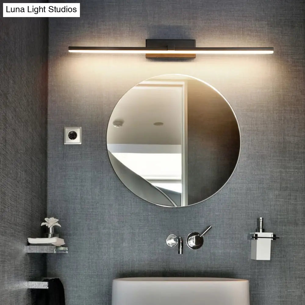 Led Vanity Light Fixture With Straight Metal Shade And Warm/White For Shower Room Wall - Simple