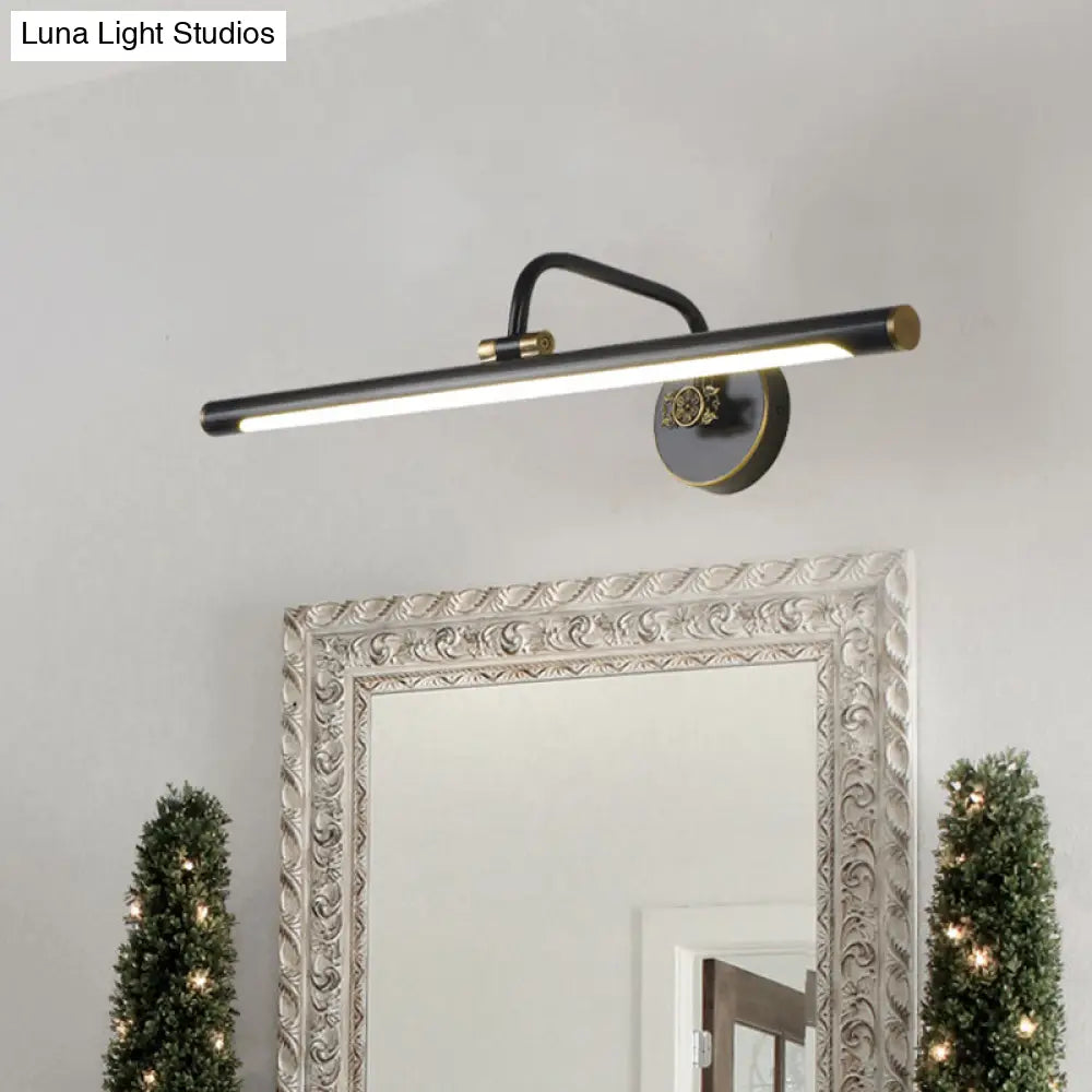 Led Wall Light Fixture In Black/Antique Brass With Traditional Metal Linear Design -