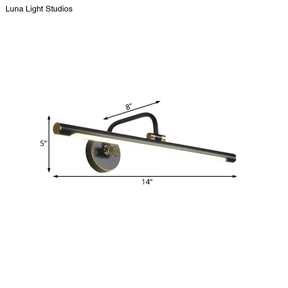 Led Wall Light Fixture In Black/Antique Brass With Traditional Metal Linear Design -