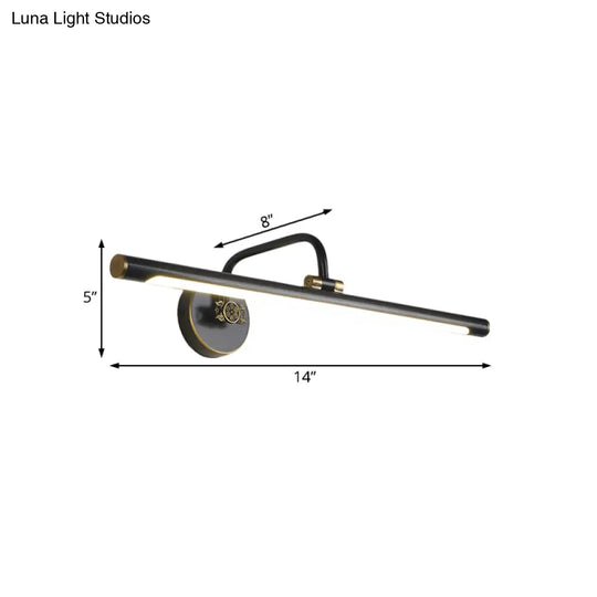 Led Wall Light Fixture In Black/Antique Brass With Traditional Metal Linear Design -