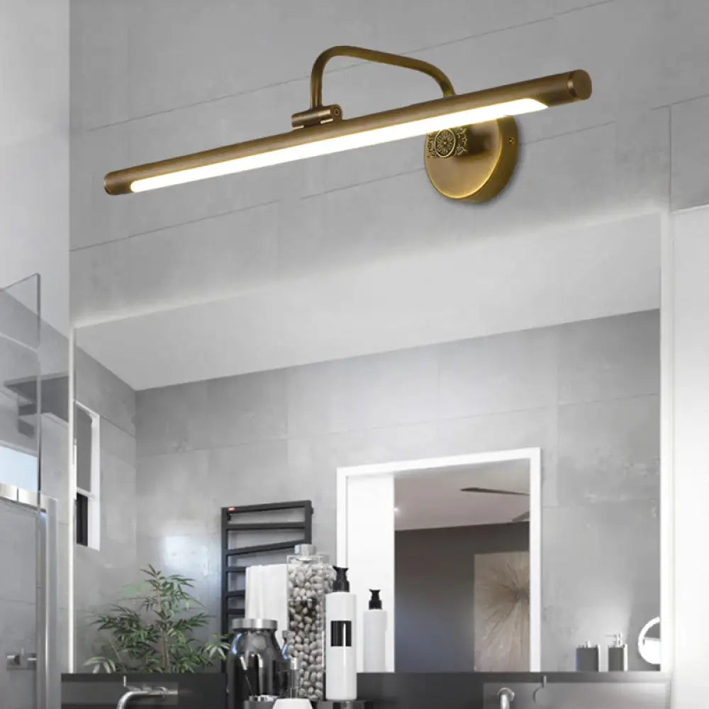 Led Wall Light Fixture In Black/Antique Brass With Traditional Metal Linear Design -