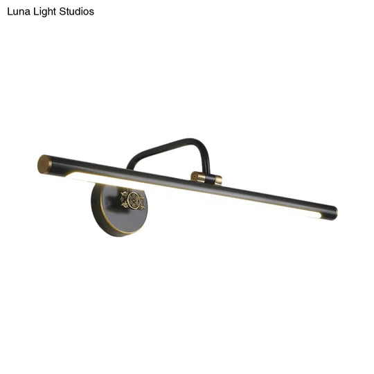 Led Wall Light Fixture In Black/Antique Brass With Traditional Metal Linear Design -