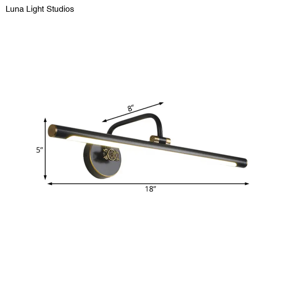 Led Wall Light Fixture In Black/Antique Brass With Traditional Metal Linear Design -