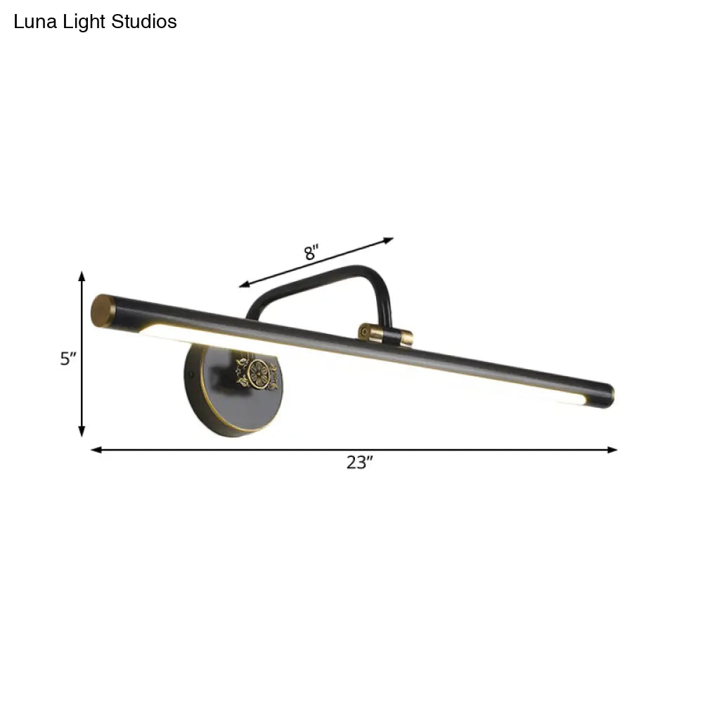 Led Wall Light Fixture In Black/Antique Brass With Traditional Metal Linear Design -