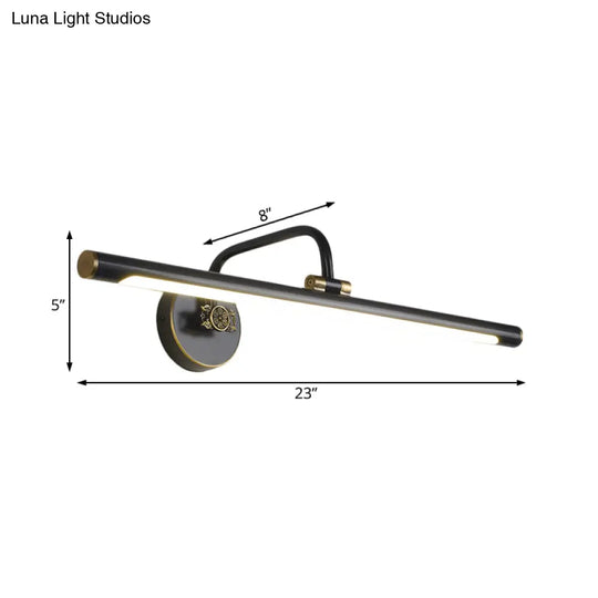 Led Wall Light Fixture In Black/Antique Brass With Traditional Metal Linear Design -