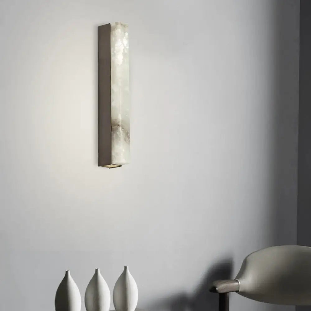 Led Wall Lighting Simplicity: Rectangular Mica Living Room Sconce Black