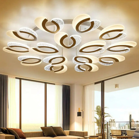 Led White Flush Ceiling Light – Stylish V - Shaped Acrylic Fixture For Modern Living Room 15 /