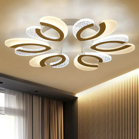 Led White Flush Ceiling Light – Stylish V - Shaped Acrylic Fixture For Modern Living Room 6 /