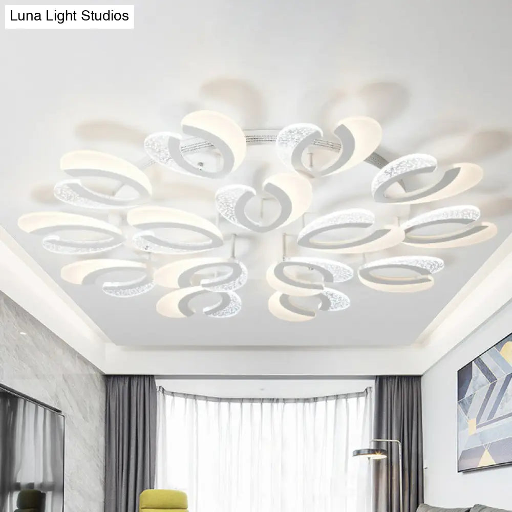 Led White Flush Ceiling Light – Stylish V - Shaped Acrylic Fixture For Modern Living Room