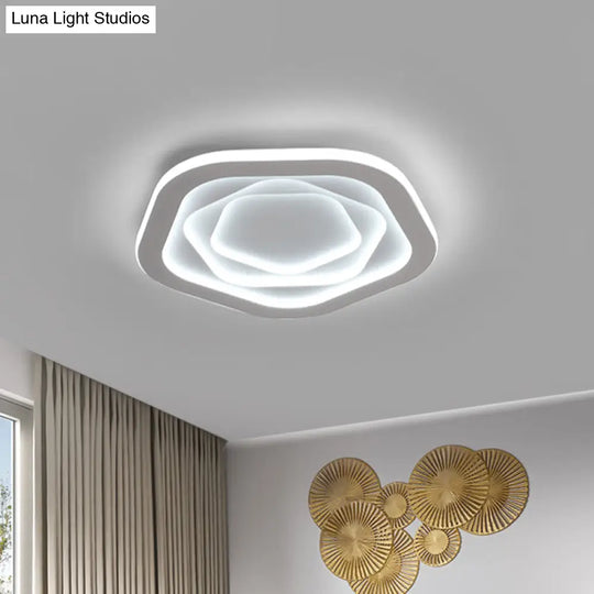 Led White Flush Mount Ceiling Lamp With Modern Acrylic Shade - 16/19.5 For Bedroom