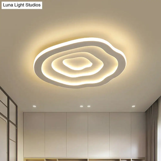 Led White Flush Mount Ceiling Lamp With Modern Acrylic Shade - 16/19.5 For Bedroom