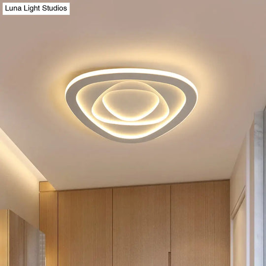 Led White Flush Mount Ceiling Lamp With Modern Acrylic Shade - 16/19.5 For Bedroom