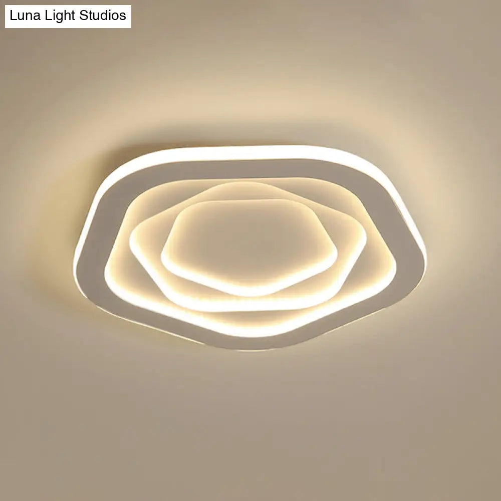 Led White Flush Mount Ceiling Lamp With Modern Acrylic Shade - 16/19.5 For Bedroom