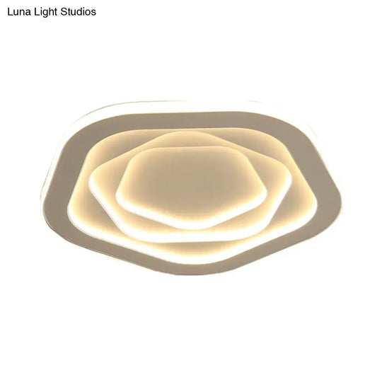 Led White Flush Mount Ceiling Lamp With Modern Acrylic Shade - 16/19.5 For Bedroom