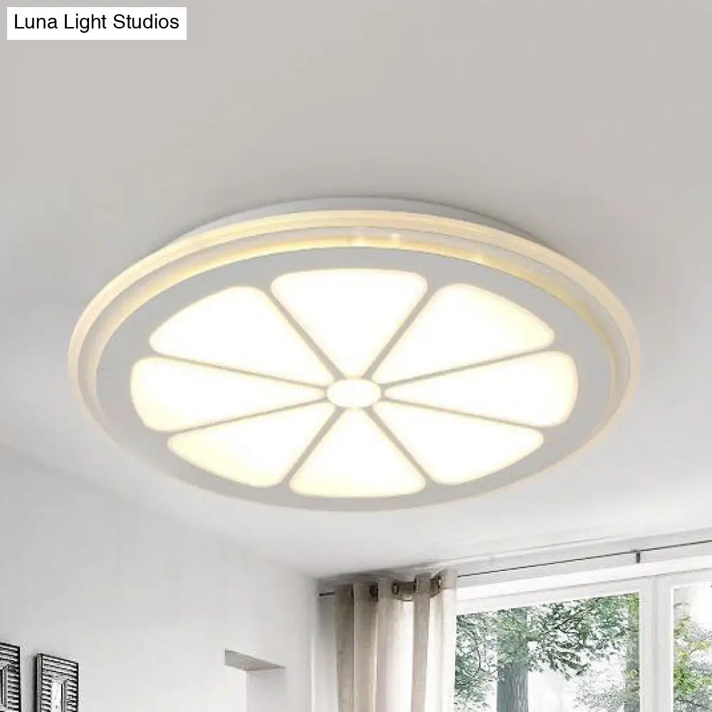 Lemon Led Circular Ceiling Mount Light Cartoon Acrylic Lamp White Perfect For Bathrooms