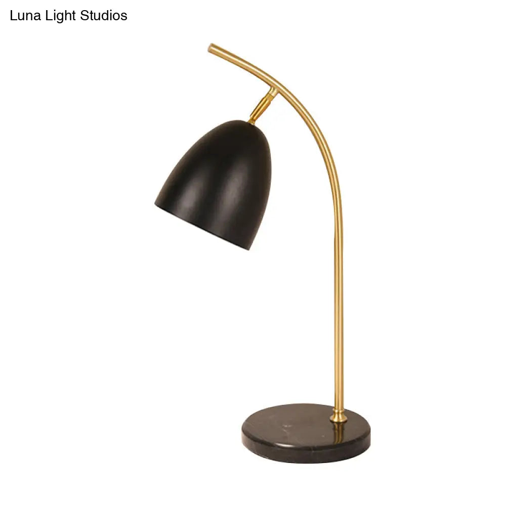 Léonie - Modern 1 Bulb Night Table Light With Metal Shade White/Black Finish Bell Shape Desk Lamp