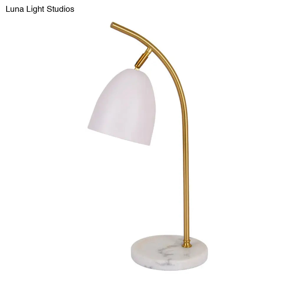 Léonie - Modern 1 Bulb Night Table Light With Metal Shade White/Black Finish Bell Shape Desk Lamp