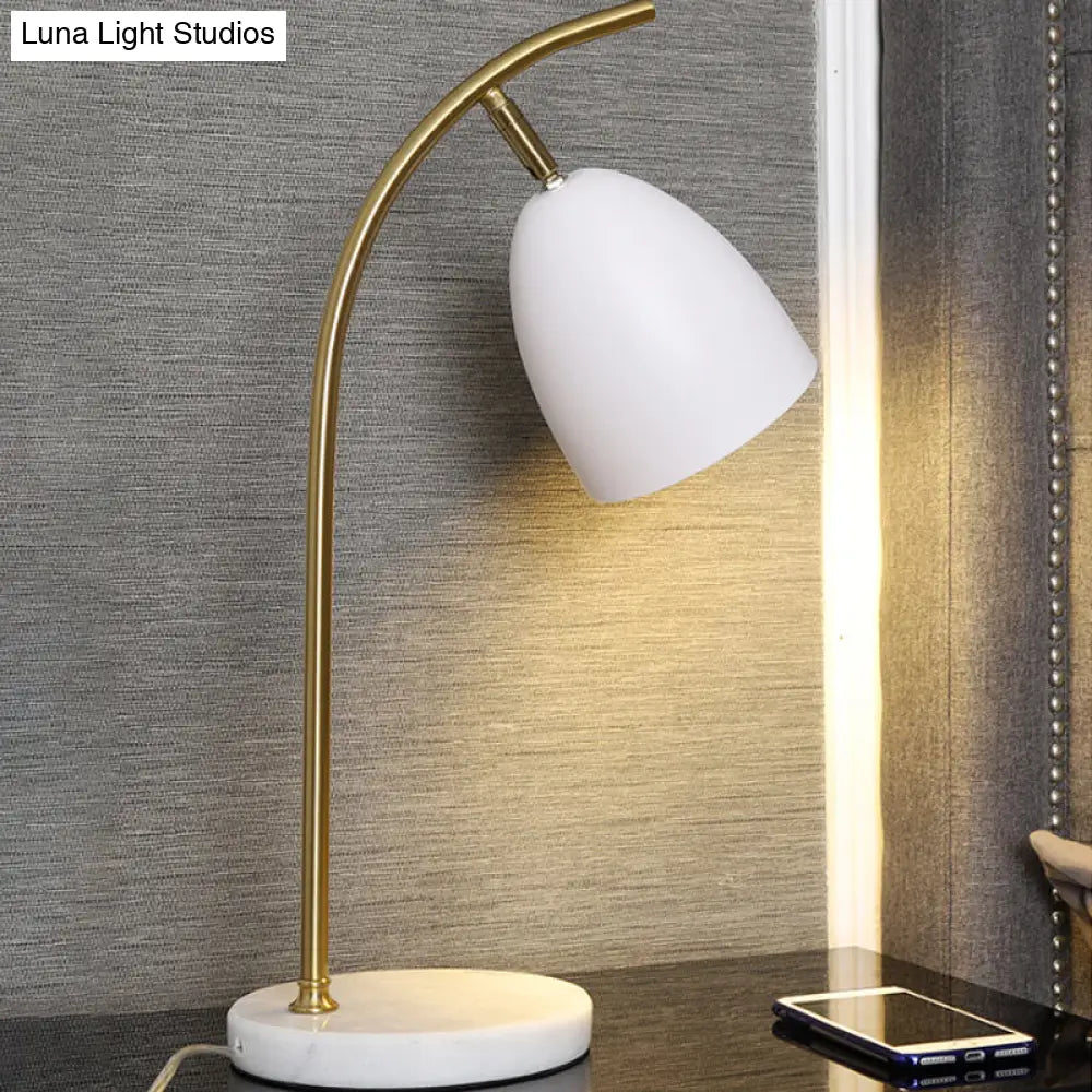 Modern Metal Shade Bell Shape Desk Lamp With 1 Bulb White/Black Finish White