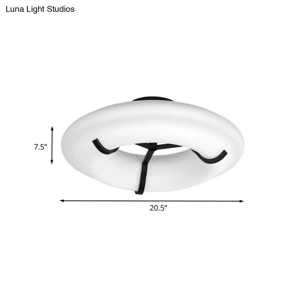 Lifebuoy White Child Playroom Ceiling Lamp - Led Flush Mount Light Fixture