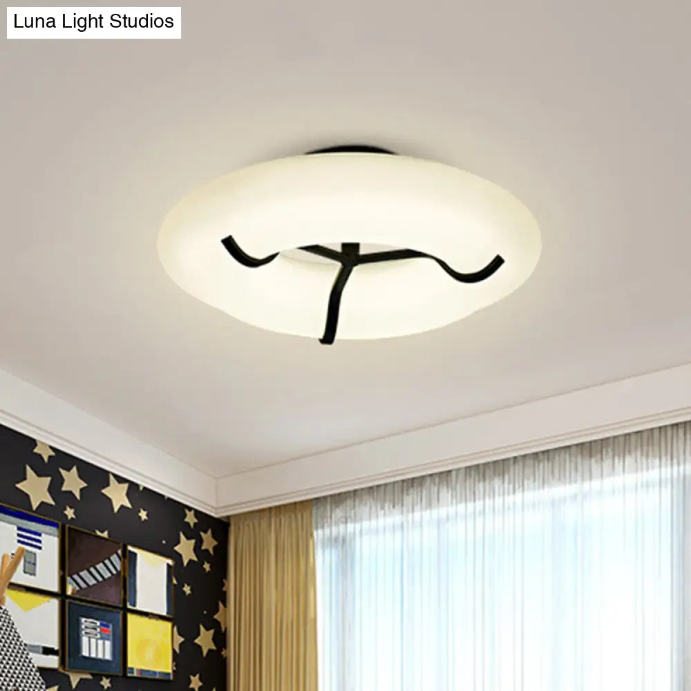 Lifebuoy White Child Playroom Ceiling Lamp - Led Flush Mount Light Fixture