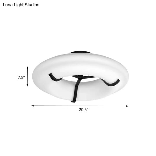 Lifebuoy White Child Playroom Ceiling Lamp - Led Flush Mount Light Fixture