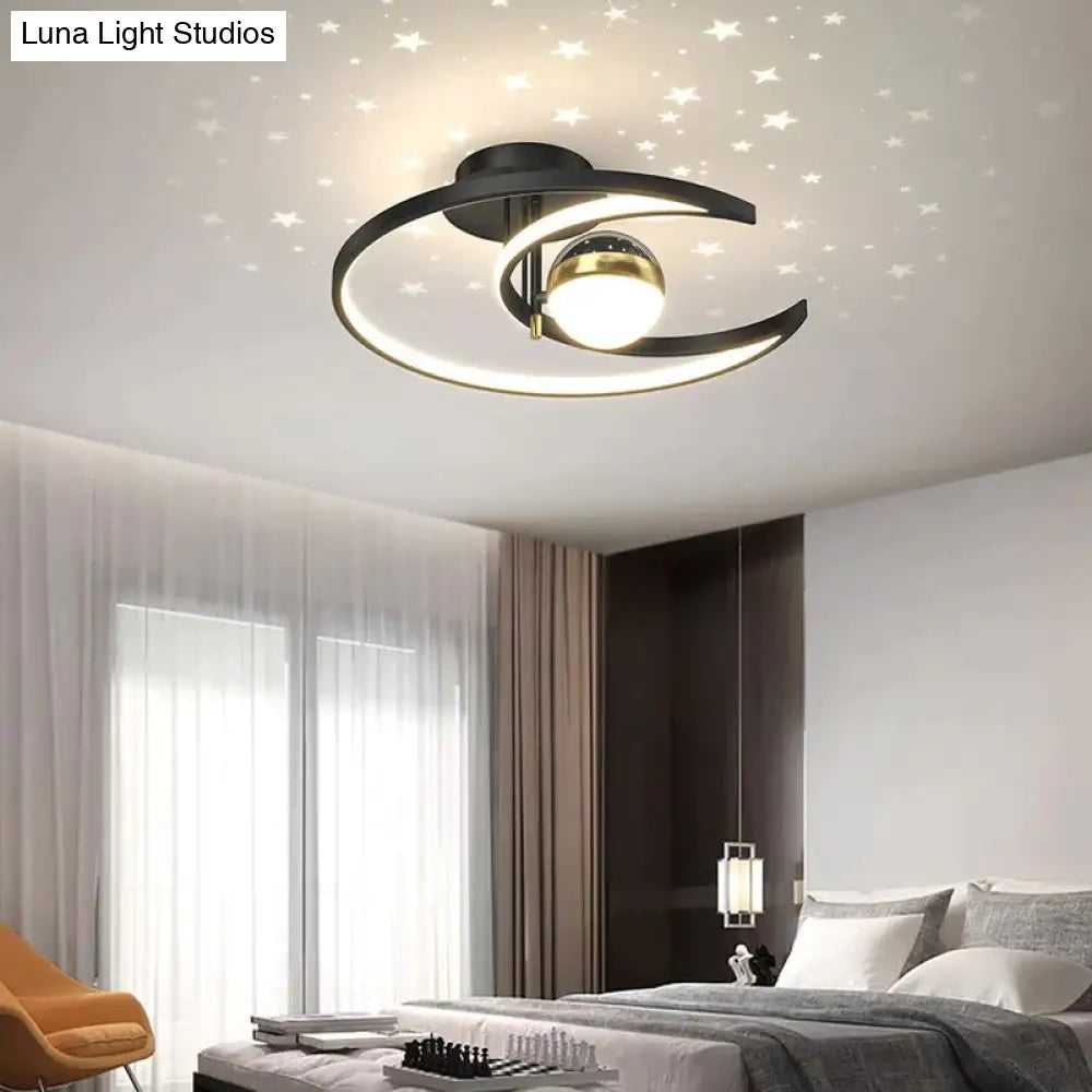 Light Luxury Romantic Starry Sky Bedroom Ceiling Lamp Moon Led