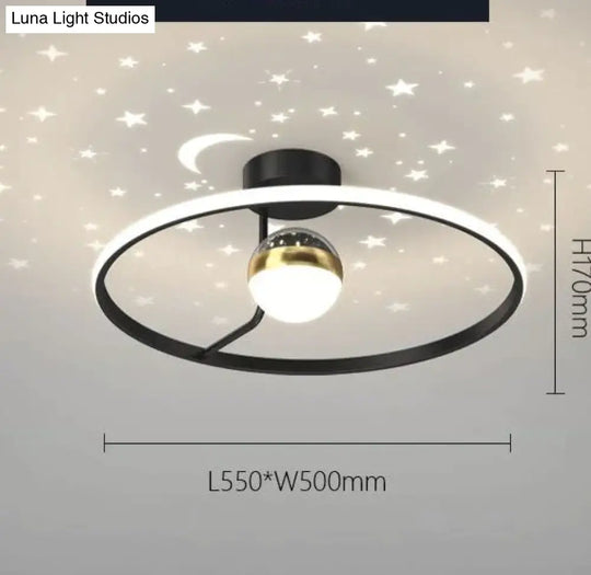 Light Luxury Romantic Starry Sky Bedroom Ceiling Lamp Moon Led B / Stepless Dimming