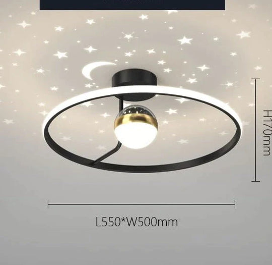 Light Luxury Romantic Starry Sky Bedroom Ceiling Lamp Moon Led B / Stepless Dimming