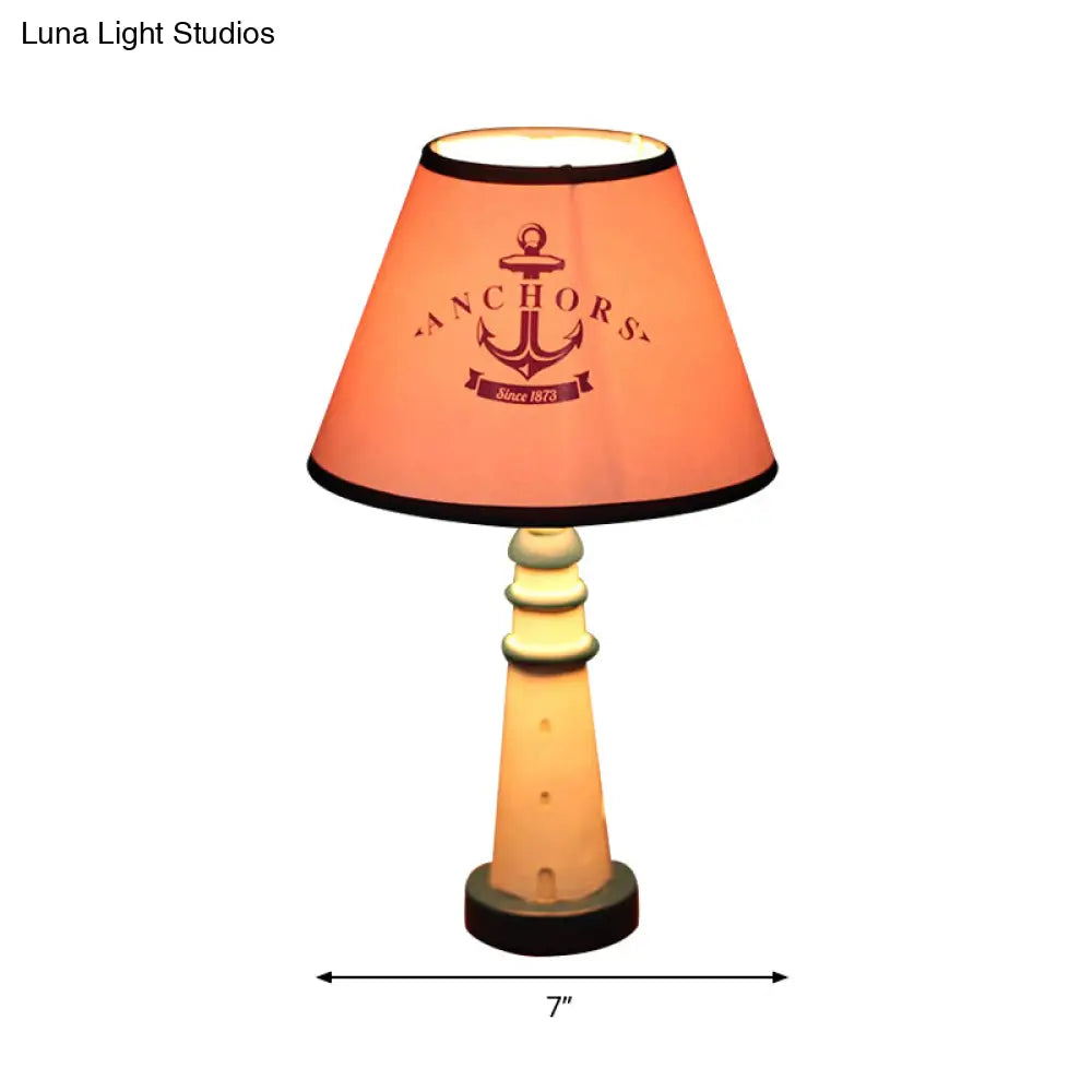 Lighthouse Nautical Desk Lamp: Resin Study Room Light With Plug-In Cord