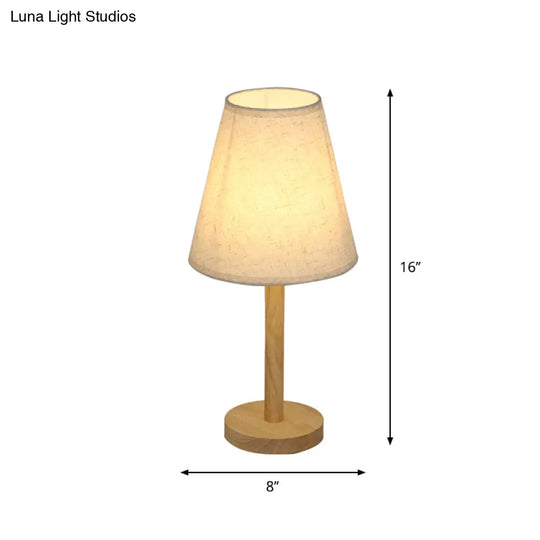 Lillian - Tapered Shade Night Lamp: Simplicity Wood Table Lighting