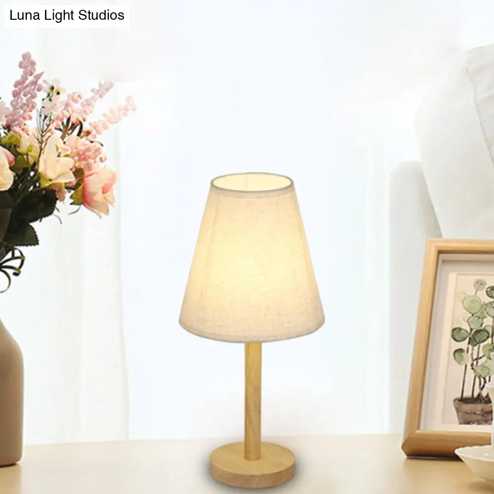 Lillian - Tapered Shade Night Lamp: Simplicity Wood Table Lighting