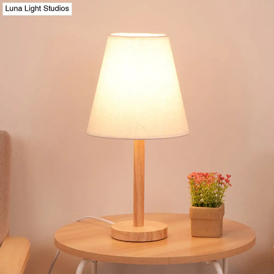 Simplicity Tapered Shade Night Lamp: Wood Table Lighting For Living Room