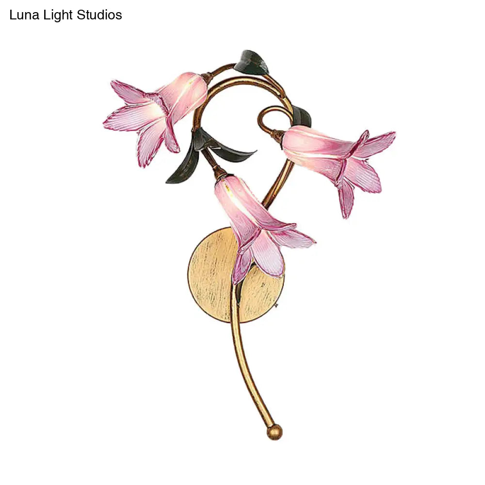 Lily Metal Sconce Lamp - Romantic Led Wall Mounted Light Fixture In White/Pink