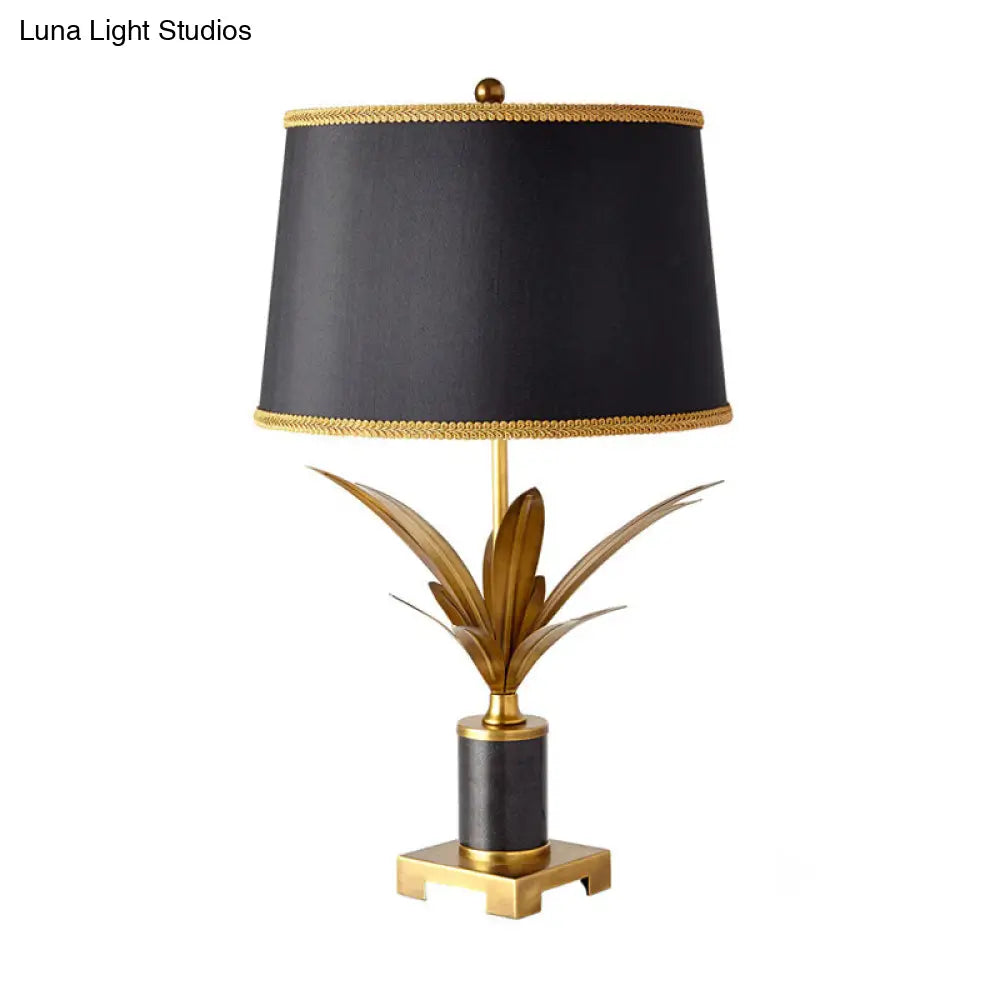 Rustic Black/White Fabric Desk Light With Unique Shuttlecock Design - Perfect For Bedroom Nightstand