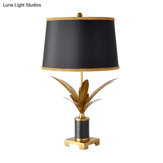 Rustic Black/White Fabric Desk Light With Unique Shuttlecock Design - Perfect For Bedroom Nightstand