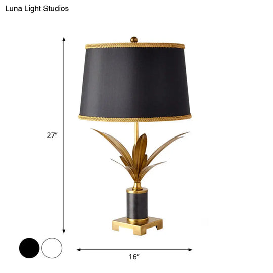 Rustic Black/White Fabric Desk Light With Unique Shuttlecock Design - Perfect For Bedroom Nightstand