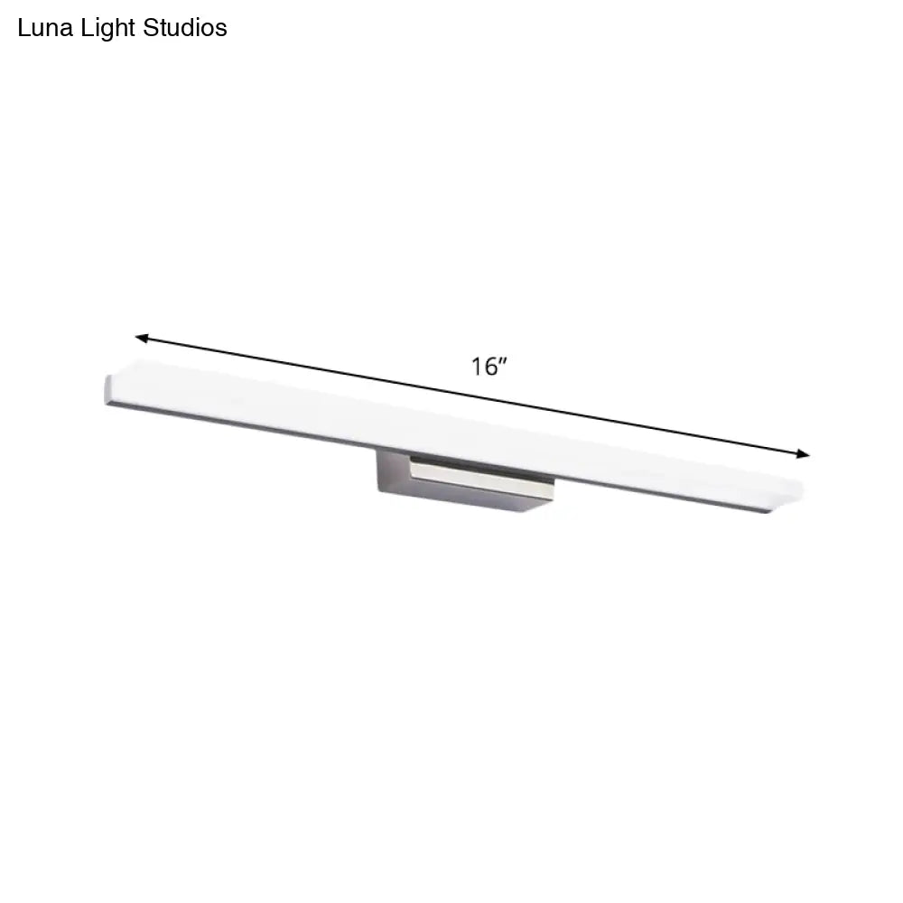 Linear Acrylic Led Vanity Mirror Light - Stylish Silver Wall Mounted Lighting In Warm/White