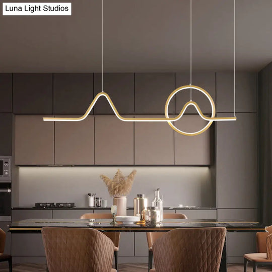 Linear Hanging Acrylic Led Ceiling Light In Black/Gold With Warm/White For Dining Room