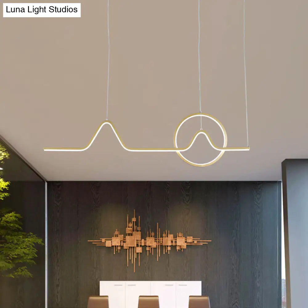 Linear Hanging Acrylic Led Ceiling Light In Black/Gold With Warm/White For Dining Room