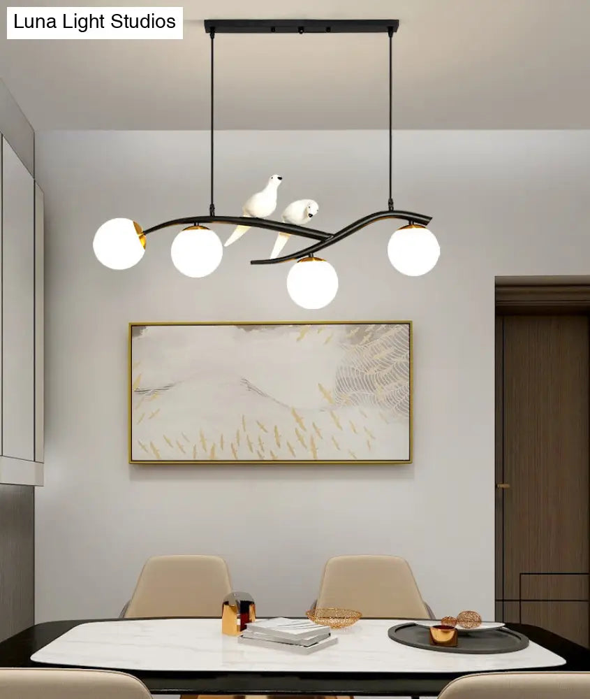 Linear Island Pendant Light With Modern Minimalist Design And Glass Shade For Dining Table - Stylish