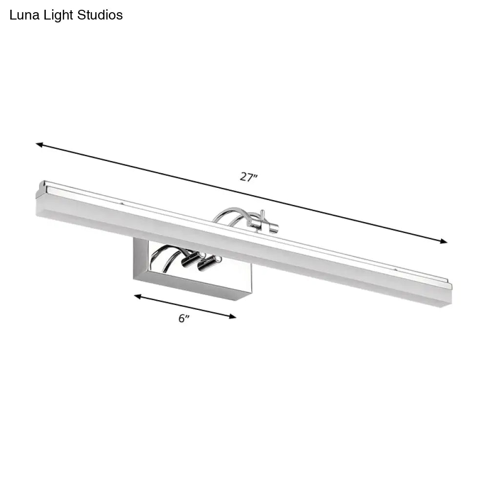 Linear Led Vanity Light With Acrylic Shade In Warm/White Silver Finish 19/23 Width