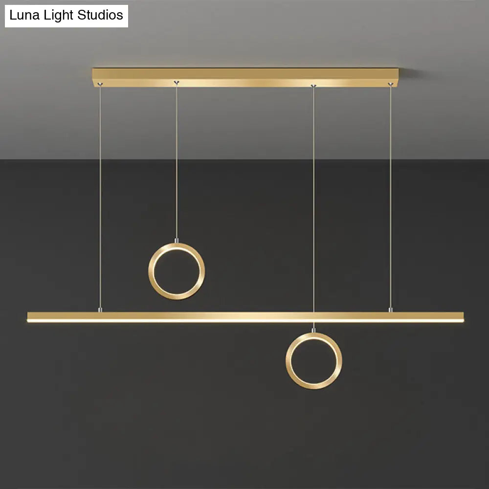 Black/Gold Metal Linear Led Chandelier Lamp - Multiple Hanging Lights Warm/White Glow