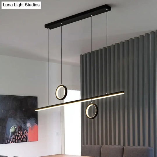 Black/Gold Metal Linear Led Chandelier Lamp - Multiple Hanging Lights Warm/White Glow