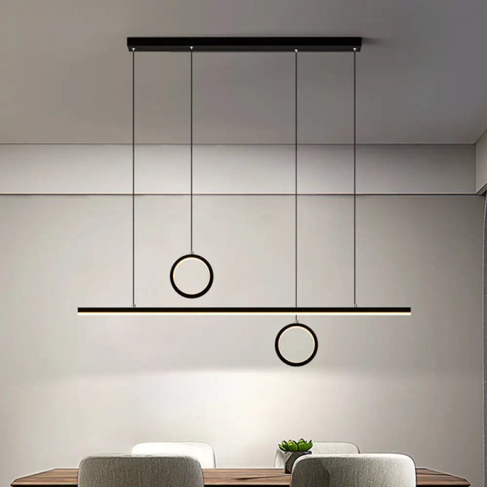 Linear Metal Led Chandelier With Multiple Hanging Lights In Black/Gold Warm/White Black / Warm